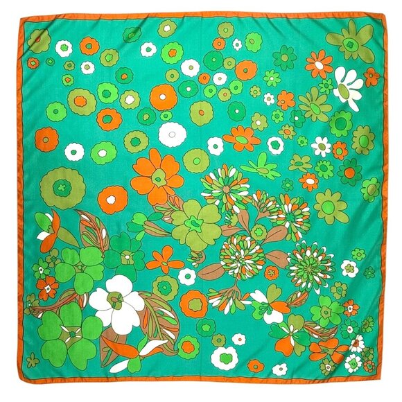 Vintage Mod Retro Polyester Scarf Signed EB - Made in Italy - 27" Square - Picture 5 of 7